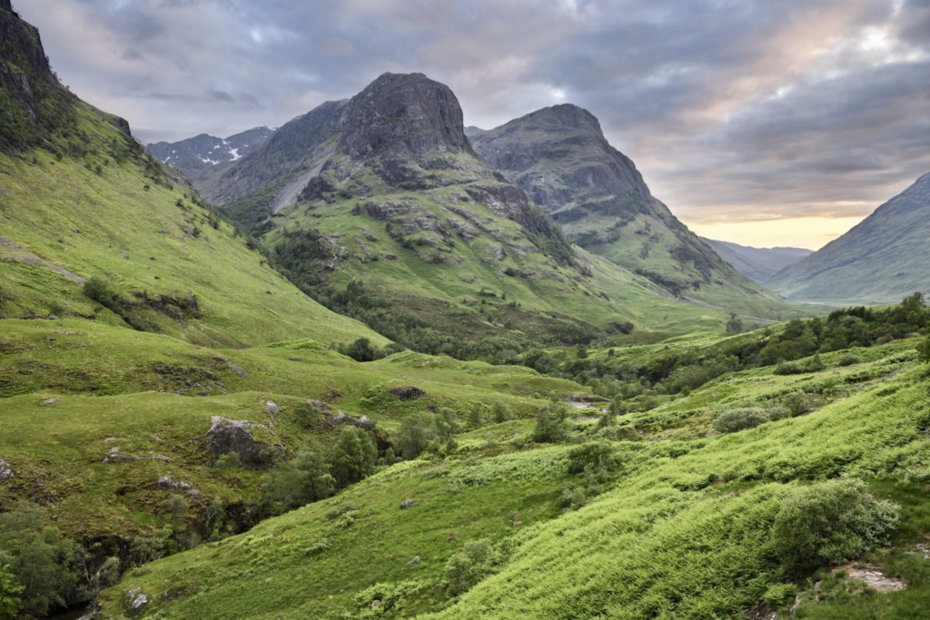 Scenic mountain valley in the Scottish Highlands featured in my Scotland itinerary.